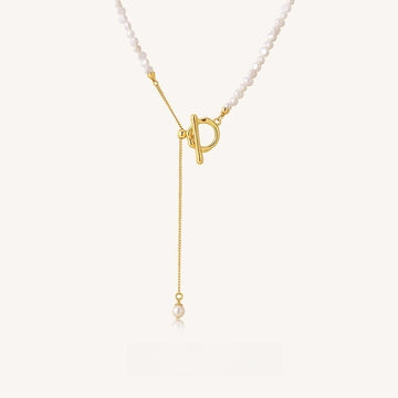 Baroque Pearl Y-Necklace K Gold Plated | OT Clasp | Adjustable Minimalist Chain for Women