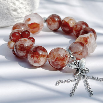 Natural Red Gum Flower Crystal Crystal Bracelet | Wealth and Good Luck
