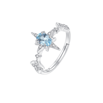 ✨Topaz Adjustable Sterling Silver Ring | Open Band for Size Flexibility | 925 Silver with Natural Gemstone | Everyday Elegance