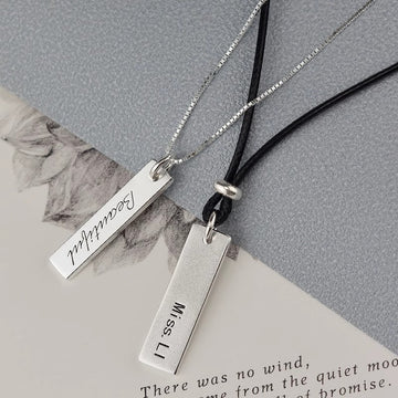 Solid Silver Engraved Pendant | Personalized Name/Date Jewelry | Anniversary Gift