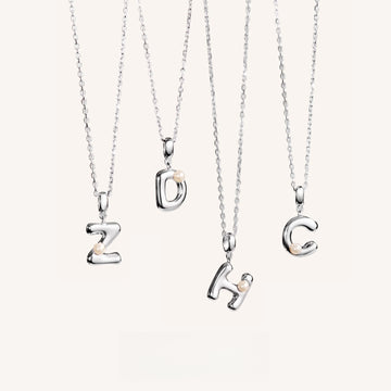 925 Sterling Silver Initial Necklace" K Gold Plated | Adjustable 45cm Chain | Dainty Shell Bead Pendant