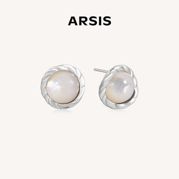 "Moonlight Mother-of-Pearl Studs" 925 Silver Posts | K Gold Plated | Minimalist & Dainty Earrings