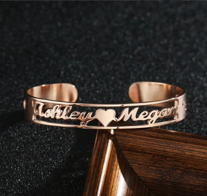 Custom Bangle Personalized Name Bracelet | Trendy Best Friend Gift