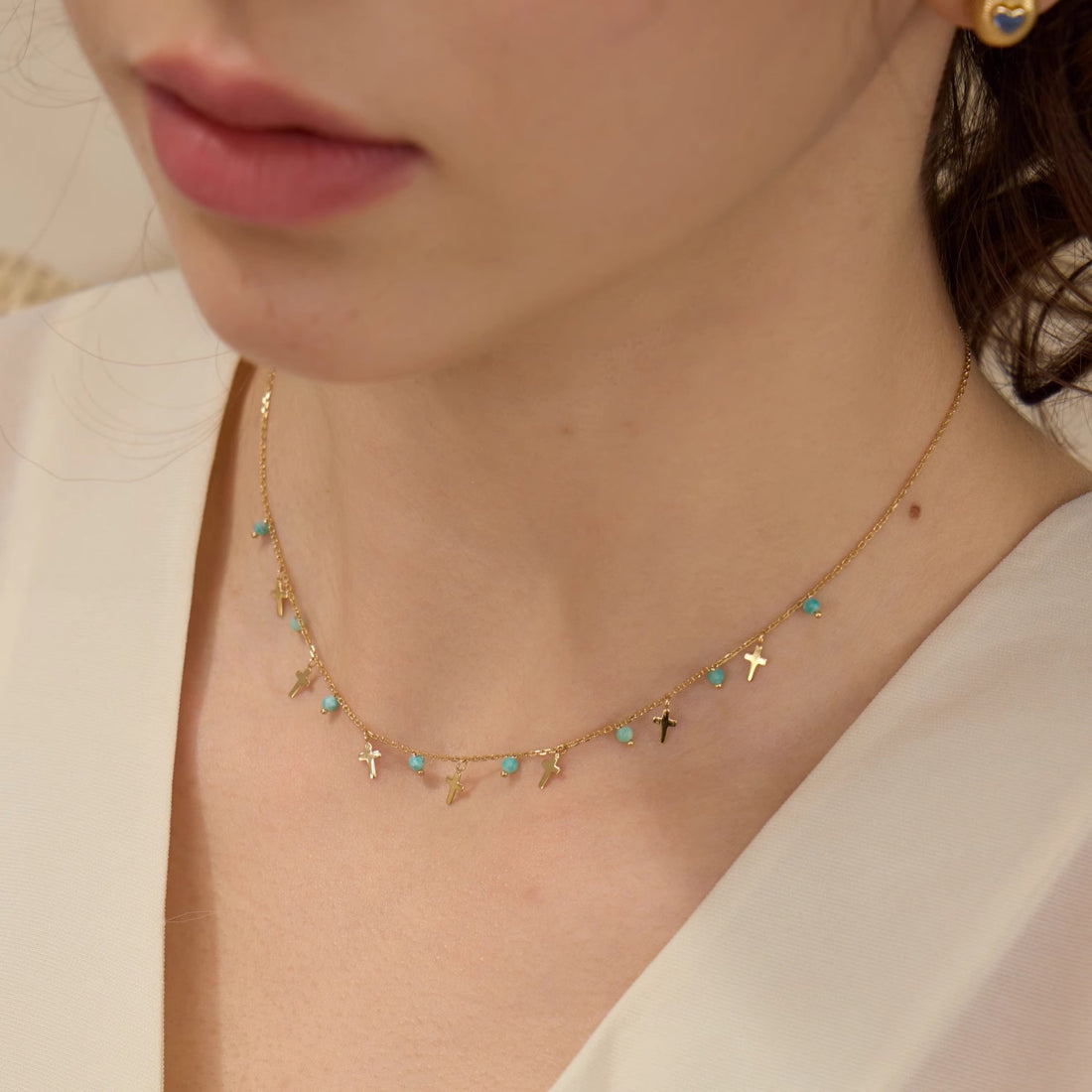 Secret Garden Necklace | 18" S925 Silver & Amazonite Dainty Layering Chain
