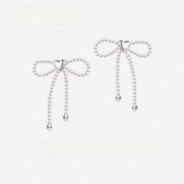 Coquette x Blokecore Pearl Bow Earrings | Gold-Plated Sterling Silver Hooks | Dainty & Edgy Hybrid Design | Gift for Her