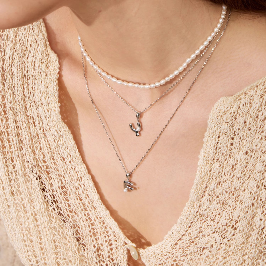 925 Sterling Silver Initial Necklace" K Gold Plated | Adjustable 45cm Chain | Dainty Shell Bead Pendant