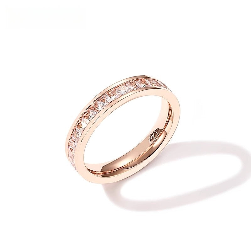 "Starry Whisper" Rose Gold Titanium Steel Index Finger Ring | Minimalist Dainty Ring for Women | Elegant Geometric Design（Size 6/7/8）