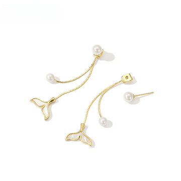Pearl Fringe Drop Earrings for Women | Luxe Mermaid Tail Dangles