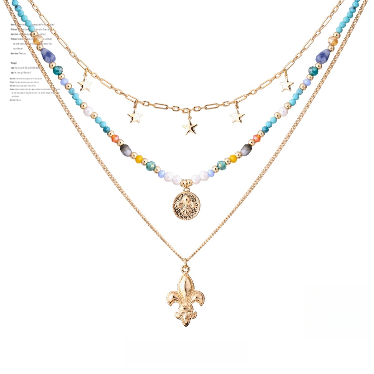 Boho Beach Layered Necklace Set | Freshwater Pearls & Colorful Glass Beads | Adjustable 3-Piece Chains