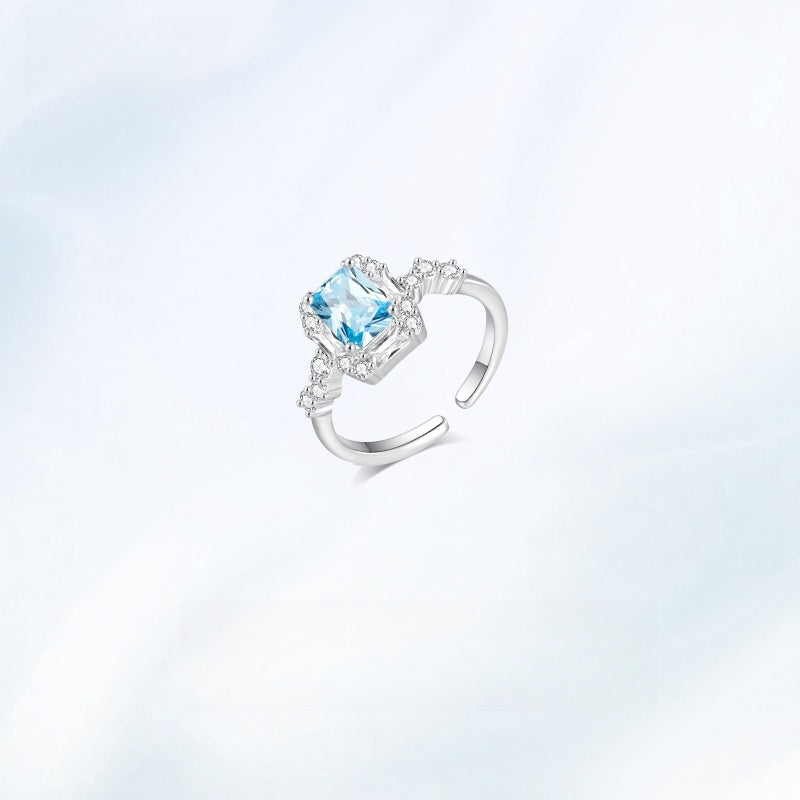 Sugar Cube" 925 Silver Adjustable Ring | Geometric Open Band