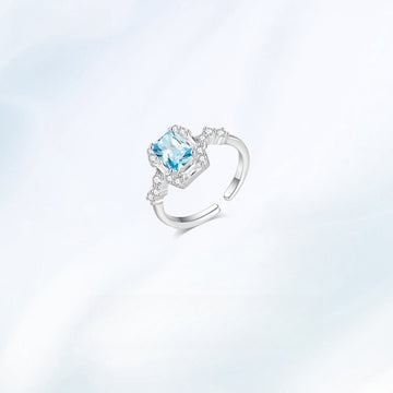 Sugar Cube" 925 Silver Adjustable Ring | Geometric Open Band