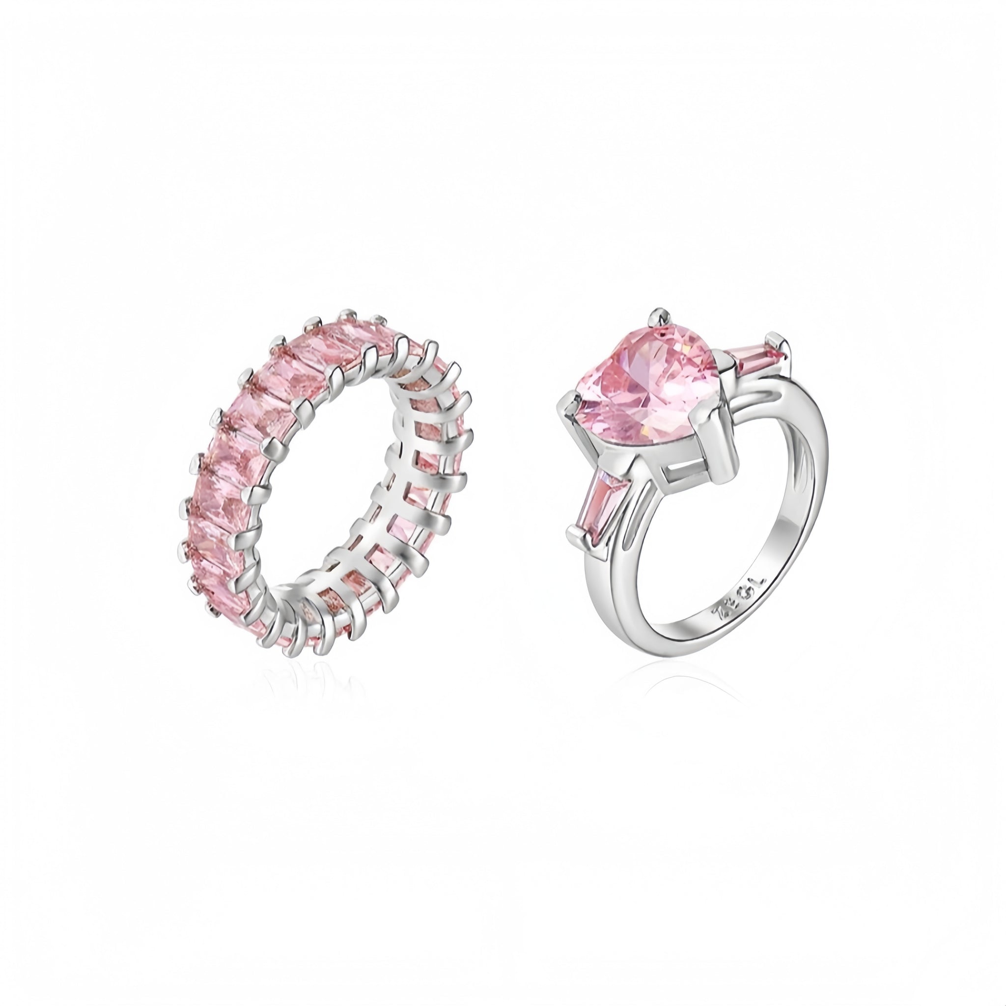 Dainty Pink Heart Ring for Women | Rose Gold Plated Brass + Cubic Zirconia | Unique Stackable Midi Ring | Size 6/7