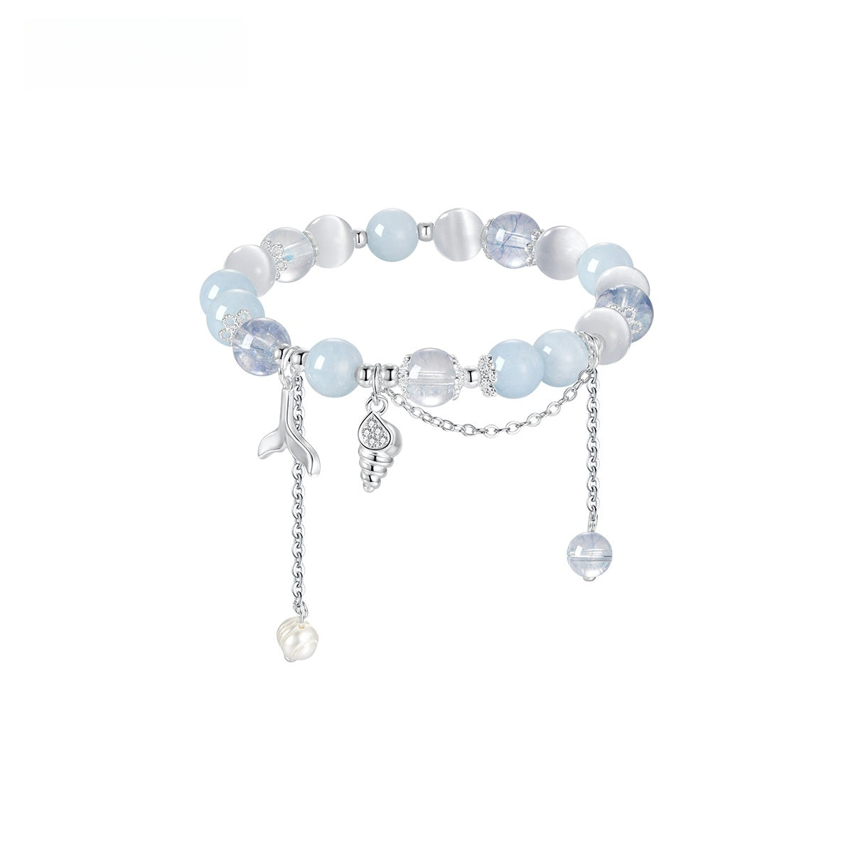 Aquamarine & Cat's Eye Crystal Bracelet