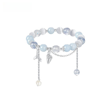 Aquamarine & Cat's Eye Crystal Bracelet