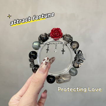 Natural DIY Silver Obsidian Bracelet