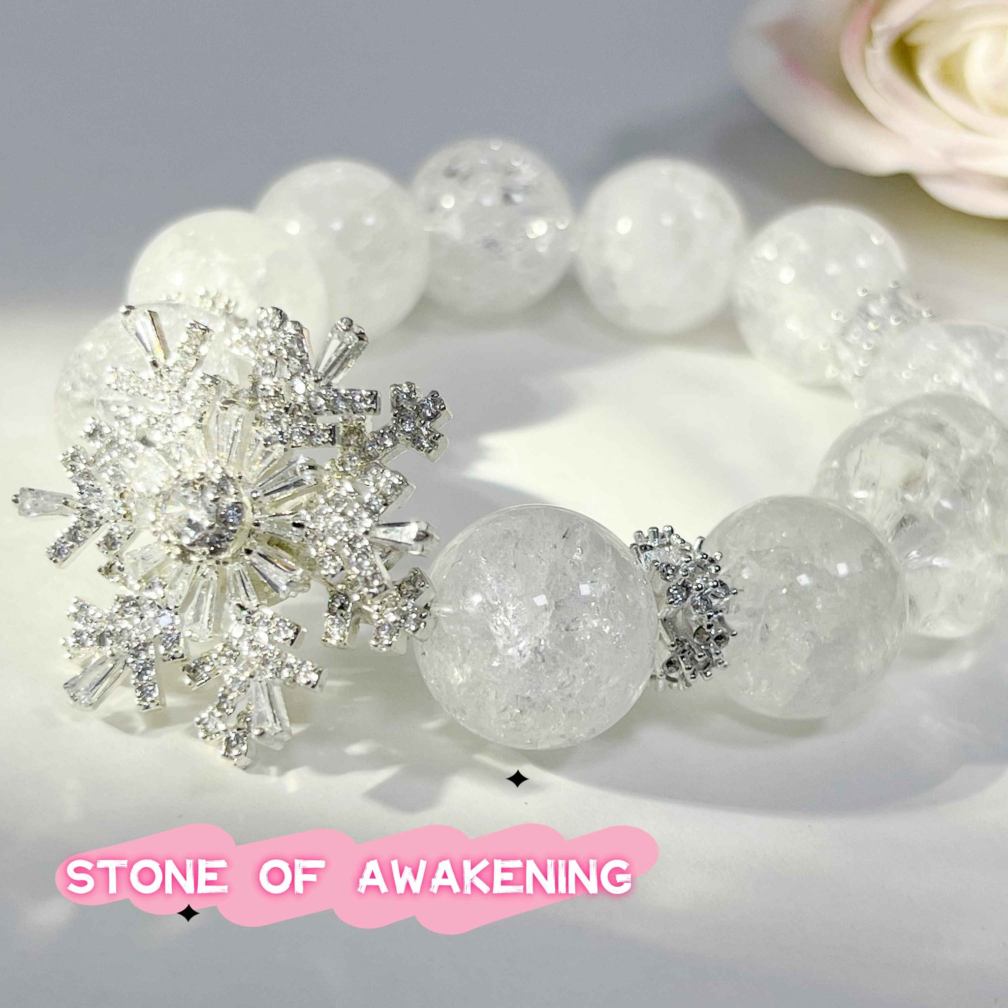 Natural crystal bracelet DIY white snowflake