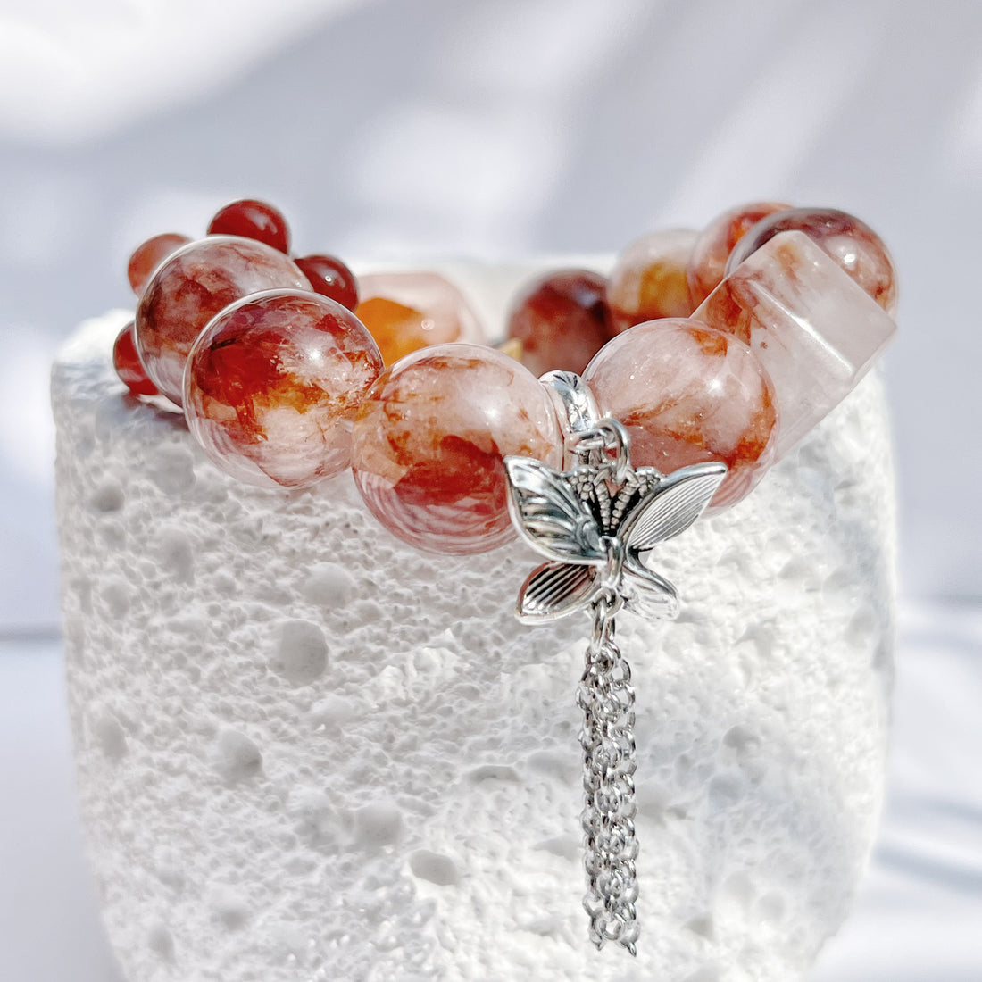 Natural Red Gum Flower Crystal Crystal Bracelet | Wealth and Good Luck