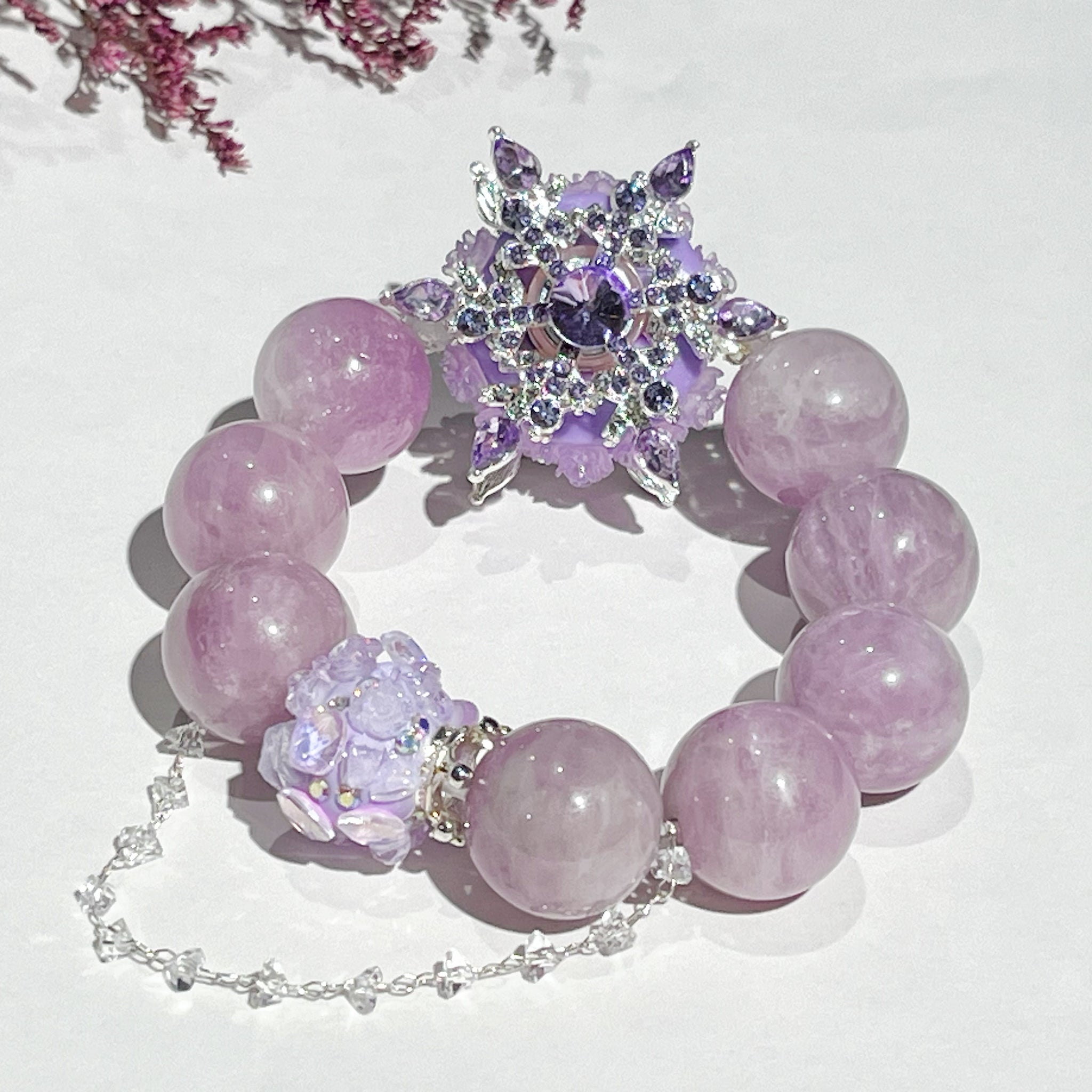 Kunzite Crystal & Spinning Snowflake DIY Bracelet