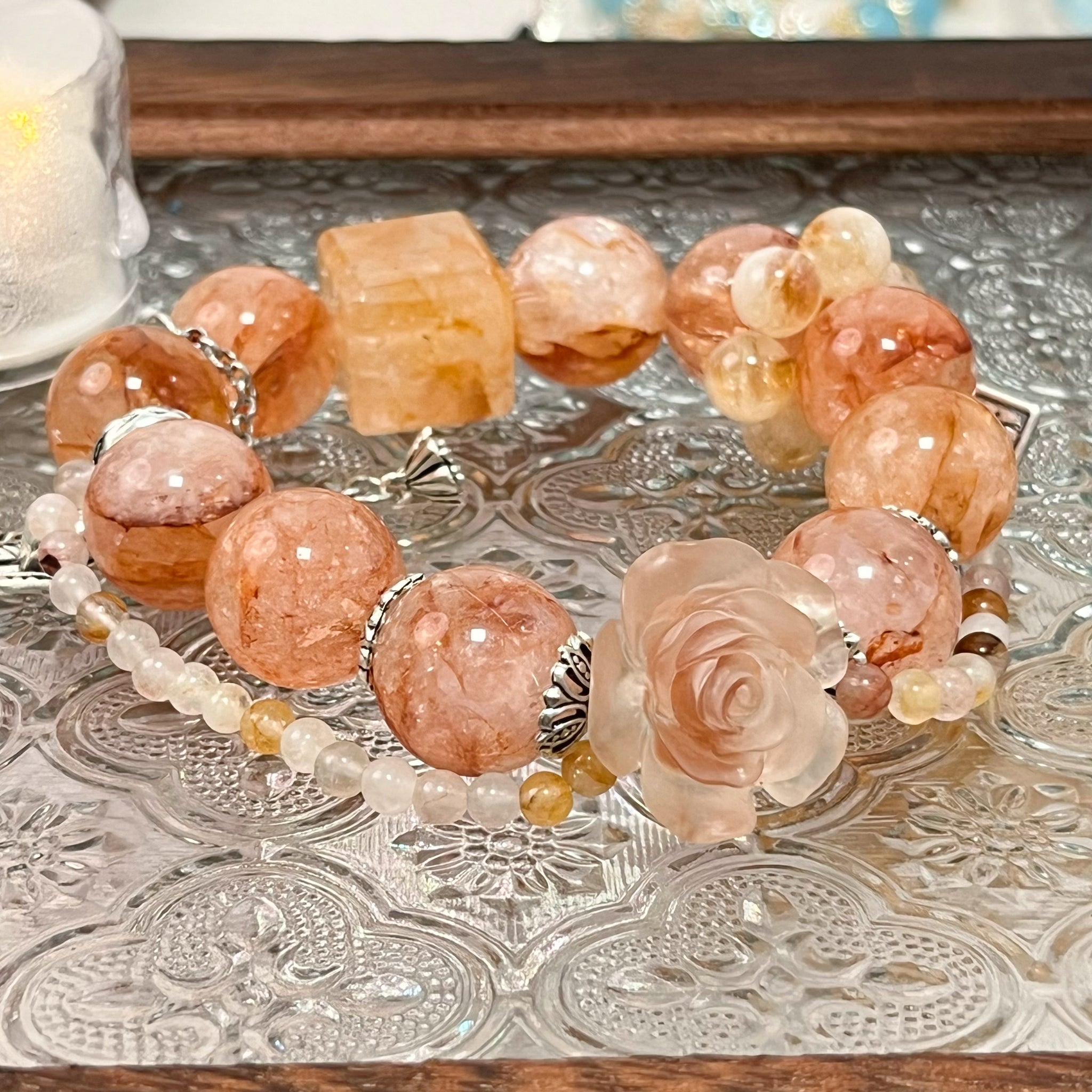 Natural Yellow Phantom Quartz Crystal Bracelet