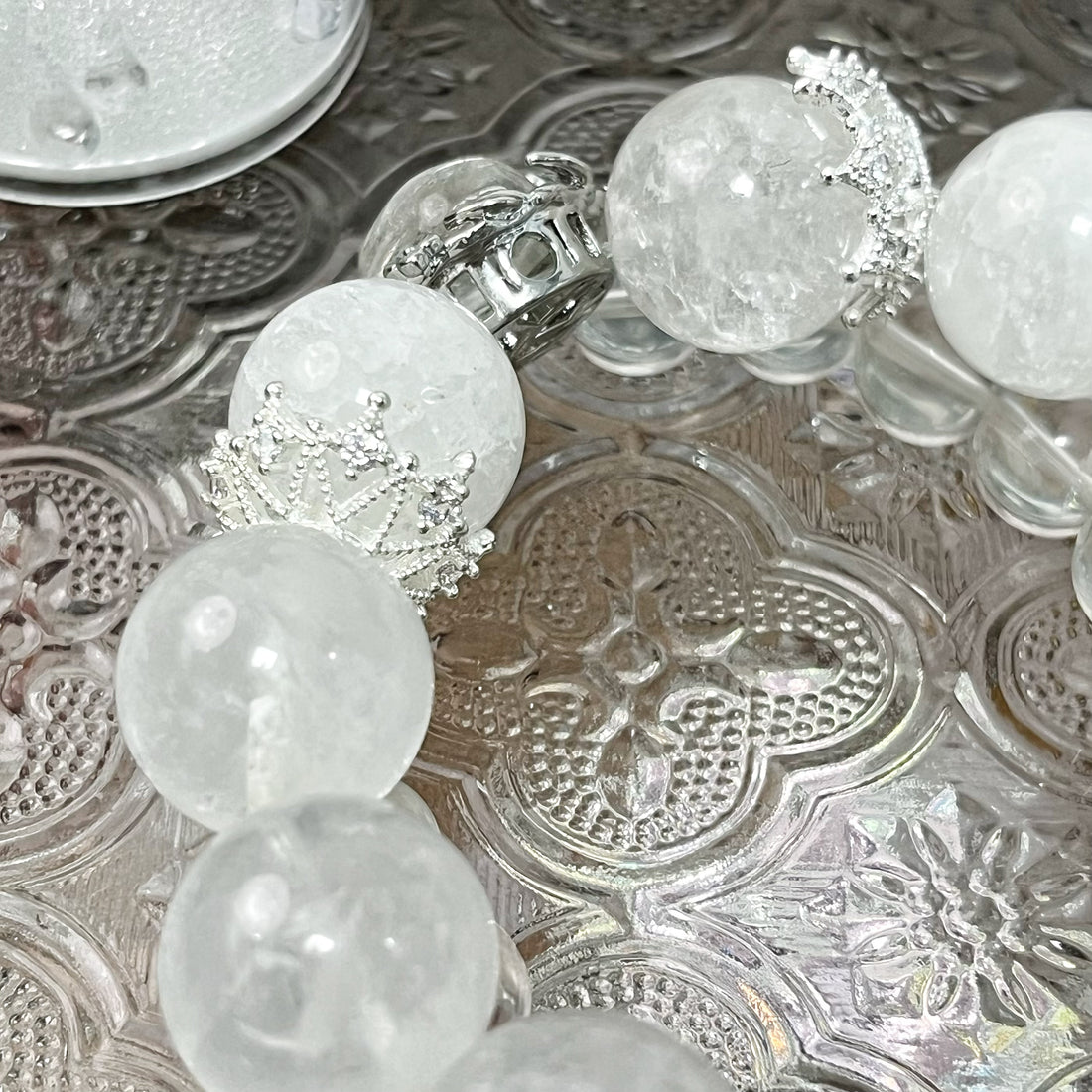 Azeztulite Clear Quartz Bracelet | 8mm+4mm Layered Design