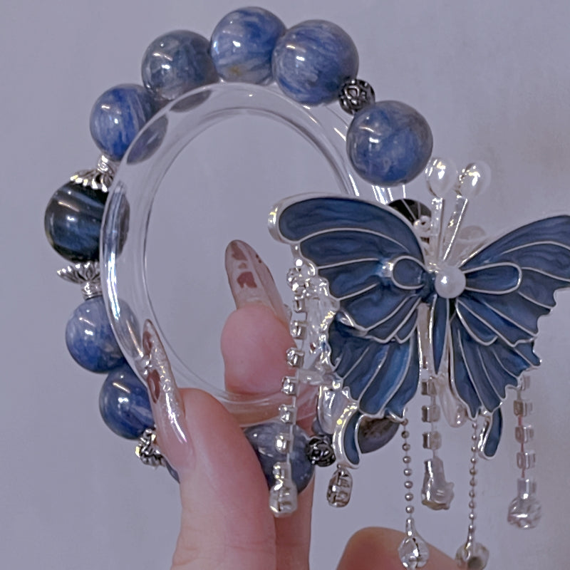 Monet Kyanite crystal diy quartz round Bead bracelet