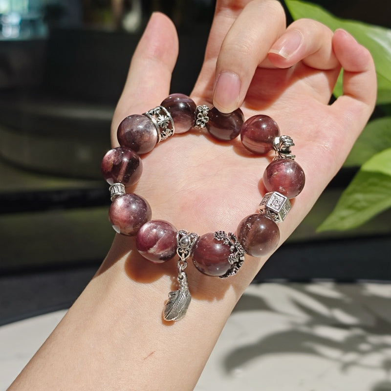 Natural Gem Lepidolite Bead Crystal Bracelet