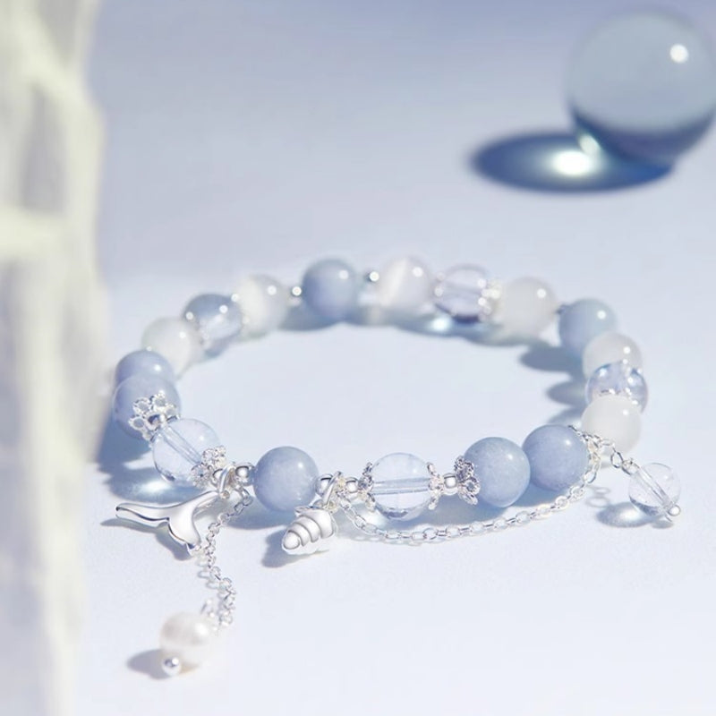 Aquamarine & Cat's Eye Crystal Bracelet