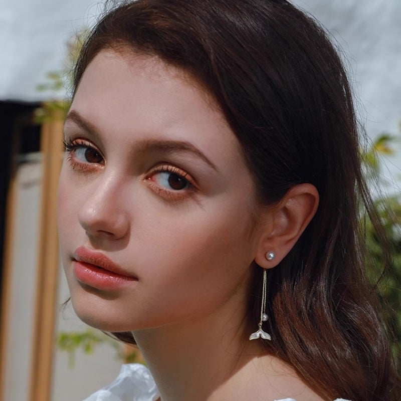 Pearl Fringe Drop Earrings for Women | Luxe Mermaid Tail Dangles