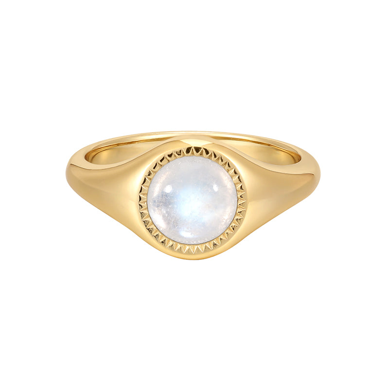 Gold-Plated Sterling Silver Ring | Blue Aventurine & Moonstone | Stackable Dainty Rings | Gift for Her/Best Friend/Couple