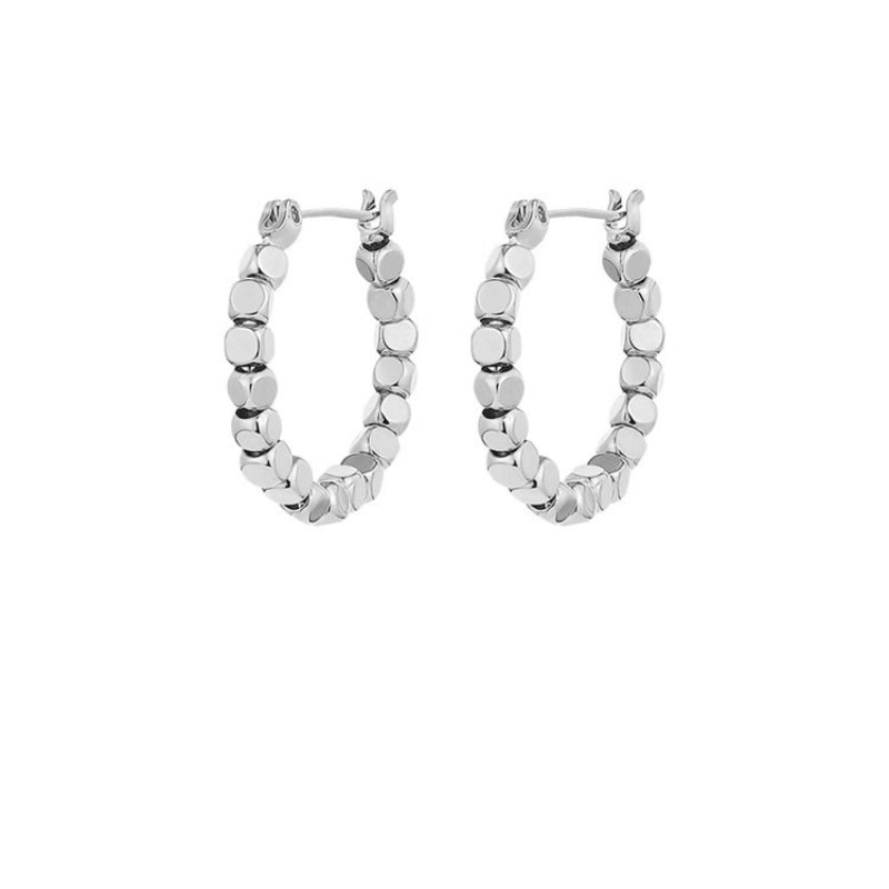 Mini Cube Gold Hoop Earrings | French-Inspired Luxe Earrings for Women