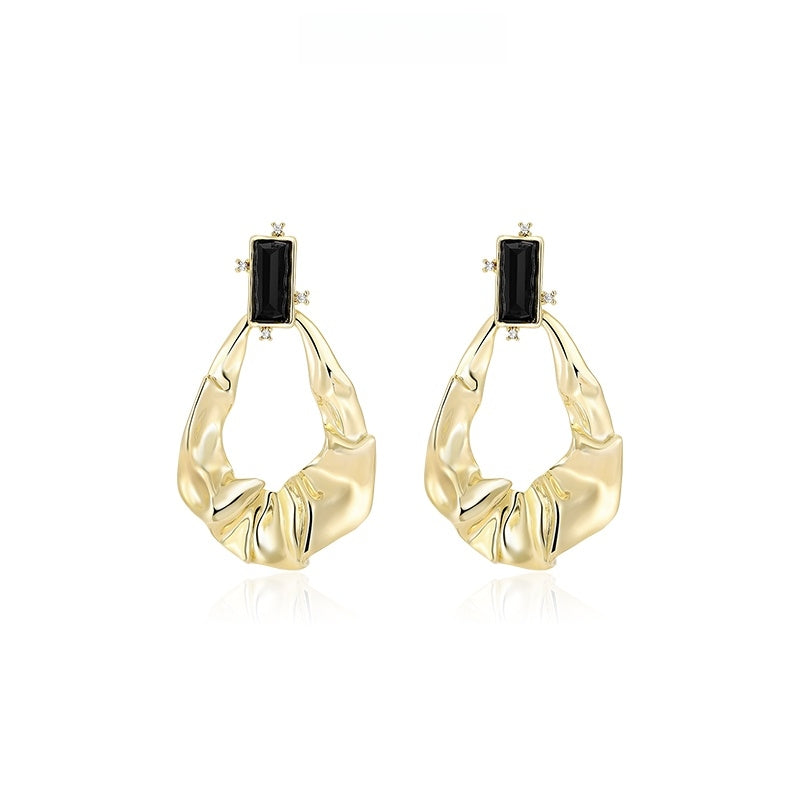 Luxury Crinkled Metal Hoop Earrings