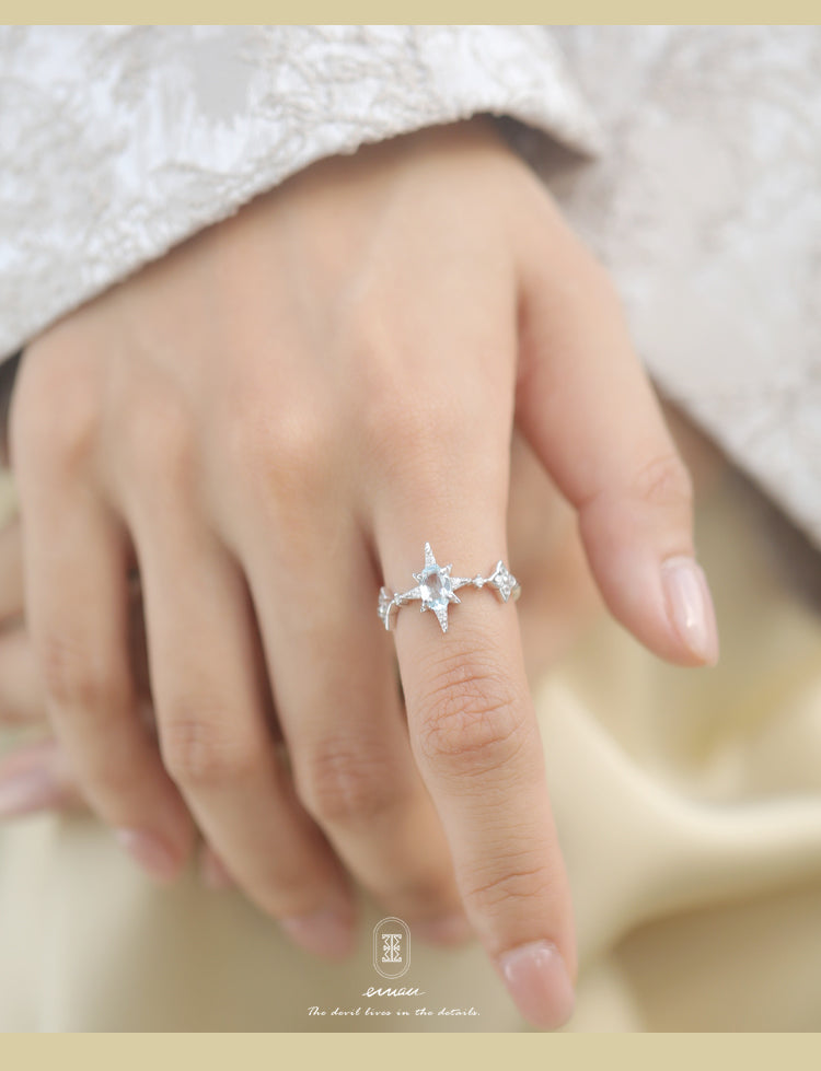 ✨Topaz Adjustable Sterling Silver Ring | Open Band for Size Flexibility | 925 Silver with Natural Gemstone | Everyday Elegance