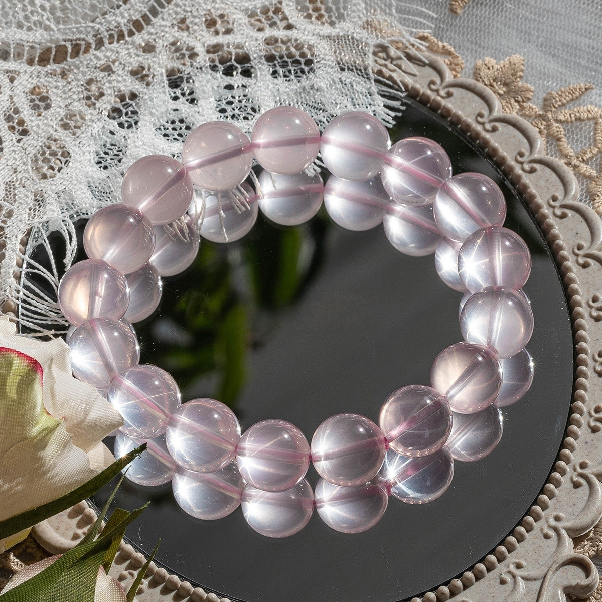 Rose Quartz Healing Crystal Bracelet – Attract Love & Positive Energy