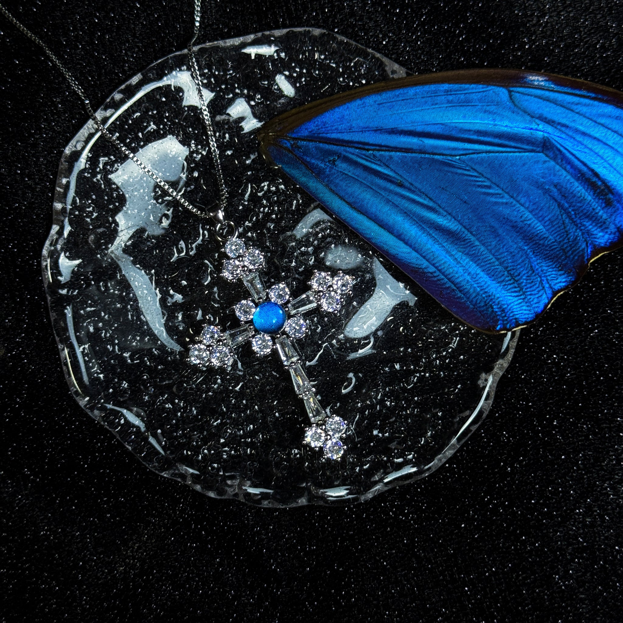 Blue Morpho Butterfly Wing Necklace | Handmade Real Butterfly Jewelry