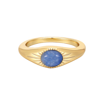 Gold-Plated Sterling Silver Ring | Blue Aventurine & Moonstone | Stackable Dainty Rings | Gift for Her/Best Friend/Couple