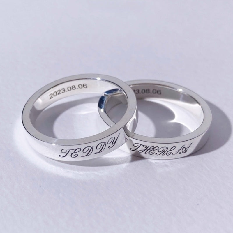 Custom Name Rin | Minimalist Engraved Plain Ring | Couple Rings & Gift Idea