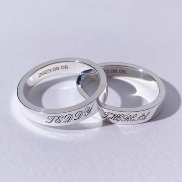 Custom Name Rin | Minimalist Engraved Plain Ring | Couple Rings & Gift Idea